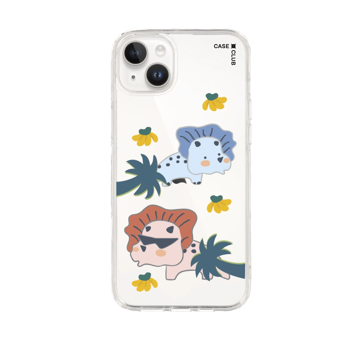 iphone 14 plus clear case duo triceratops